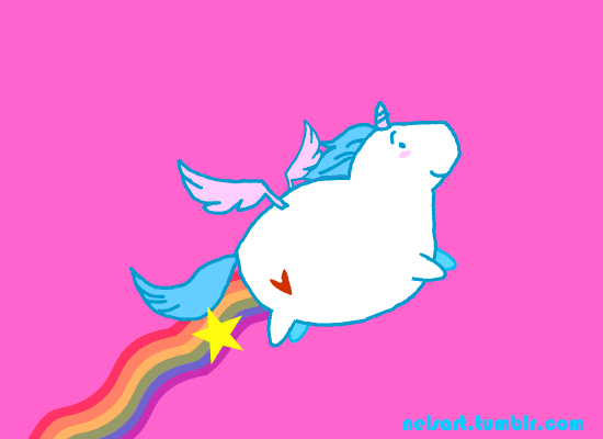 Rainbow unicorn flying