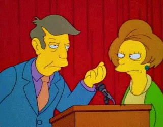 Mr. Skinner from The Simpsons rubs his fingers together to suggest a request for money.