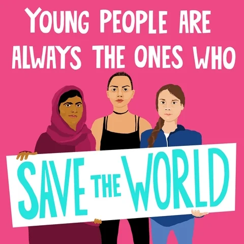 Young leaders holding a sign that says 