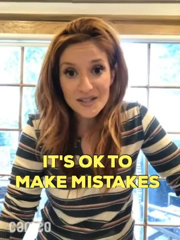 A woman saying, 'It's OK to make mistakes.'