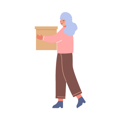 Person carrying a box. 