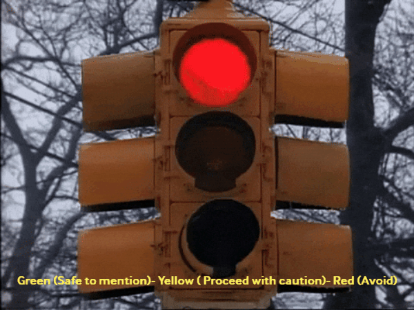 A traffic Light flashing with the caption: 
