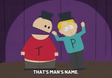 Two characters from South Park. The text reads: 