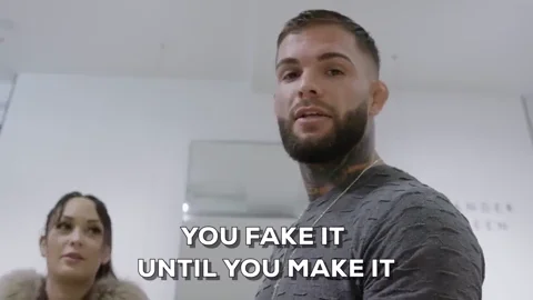A man saying, "You fake it until you make it."