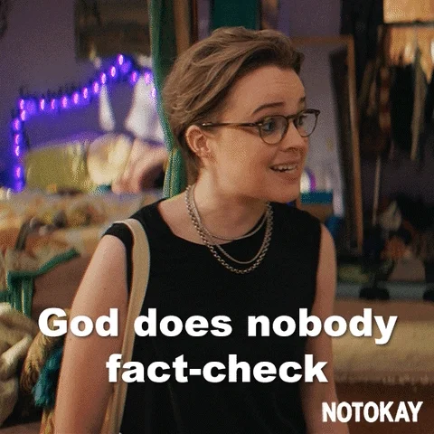 Character from Not Okay says God does nobody fact-check anything anymore?