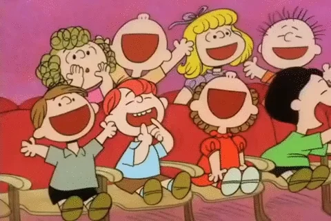Children from Peanuts clapping and cheering.