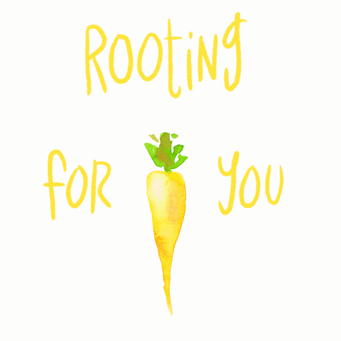 A carrot, and the words, 'Rooting for you'
