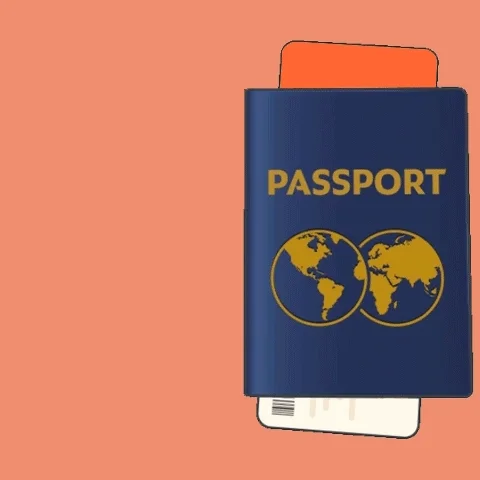 Passport, with pages turning and a boarding pass tucked in-between 