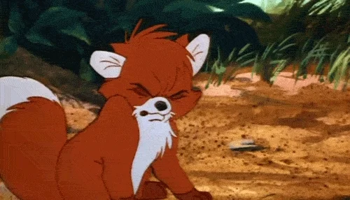 Cartoon fox making  disgusted face