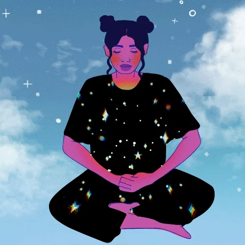 Gif of a woman meditating and being in the present
