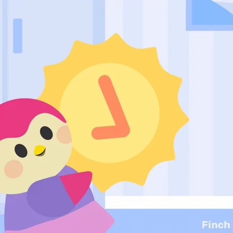 Finch bird holding up a check mark in a sun