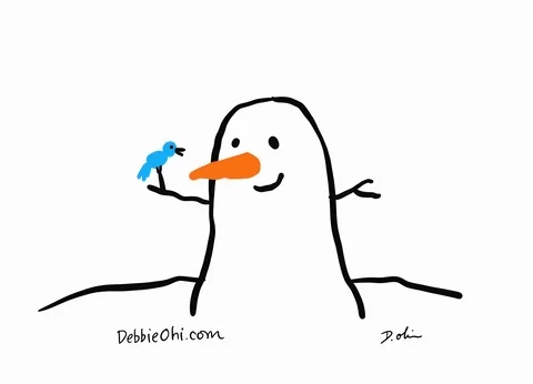 A snowman melts, and a tree grows in its place.
