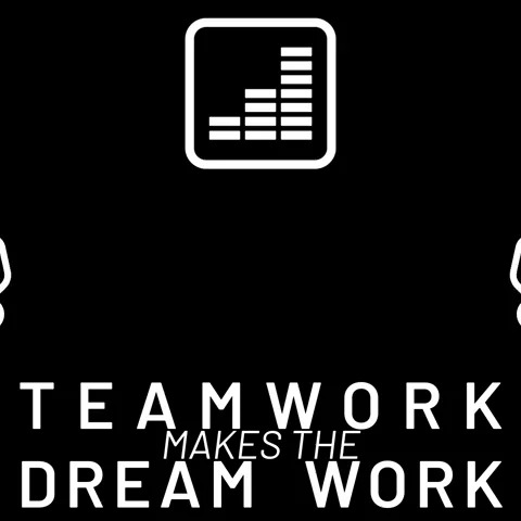 An animated fist bump. The text reads: "Teamwork Makes the Dream Work"