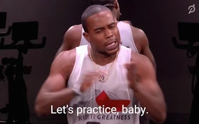 A man clapping his hands saying, “Let’s practice, baby.”