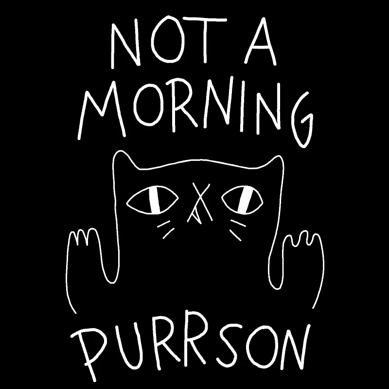 A cartoon cat looks tired. The text reads: 
