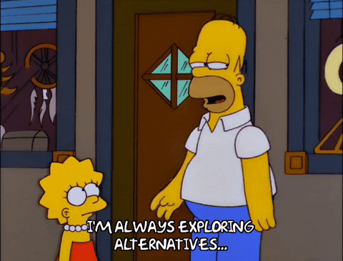 Homer Simpson telling Lisa, 'I'm always exploring alternatives...'