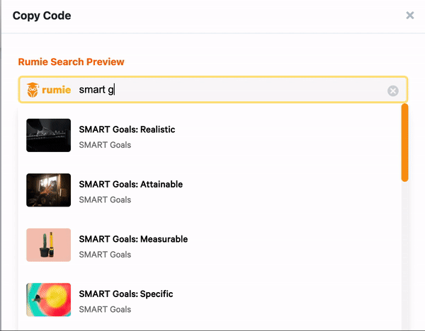 Rumie search bar retrieves bytes based on search term 