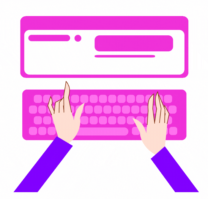 Animation of hands quickly typing on a keyboard 