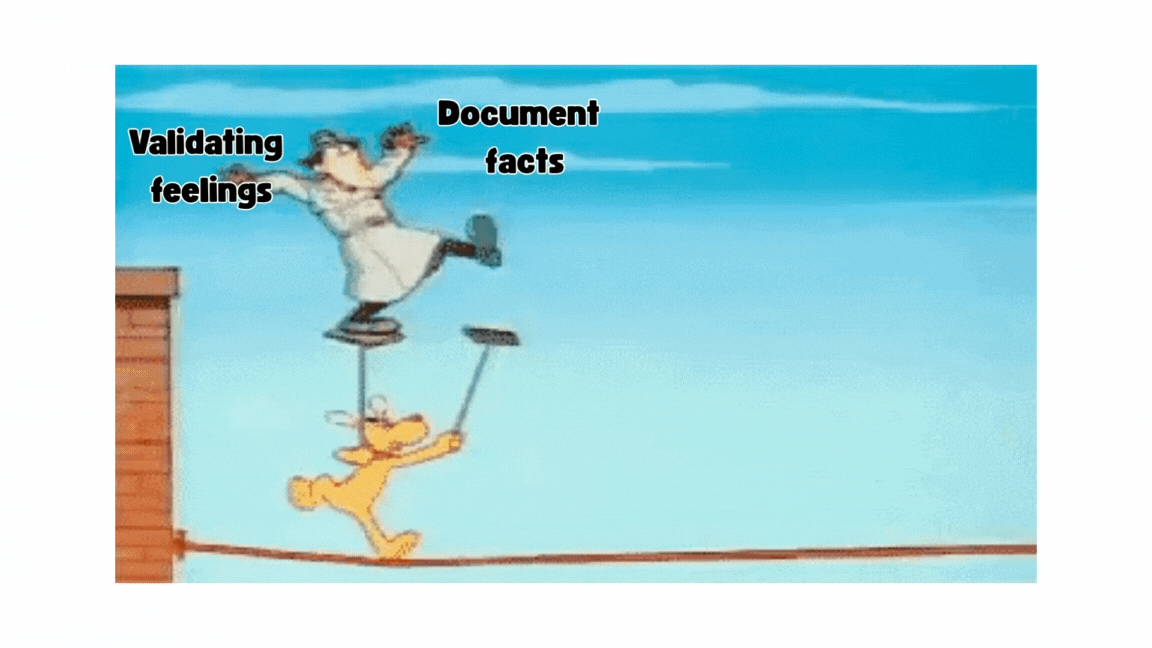 Inspector Gadget on a tightrope, balancing 