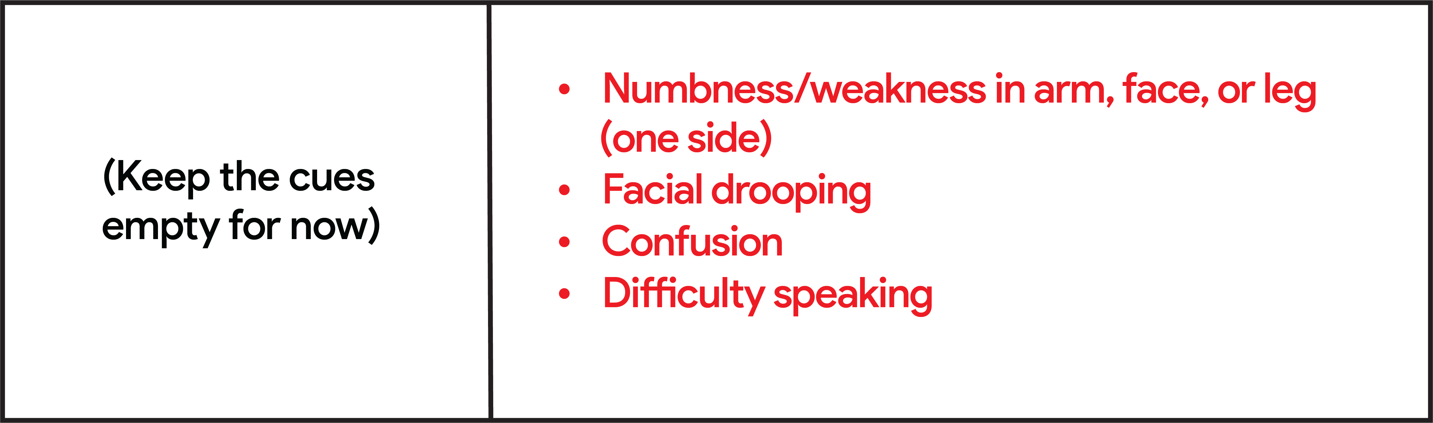 An example of the cues and main notes with the main notes highlighted in red (audio description below).