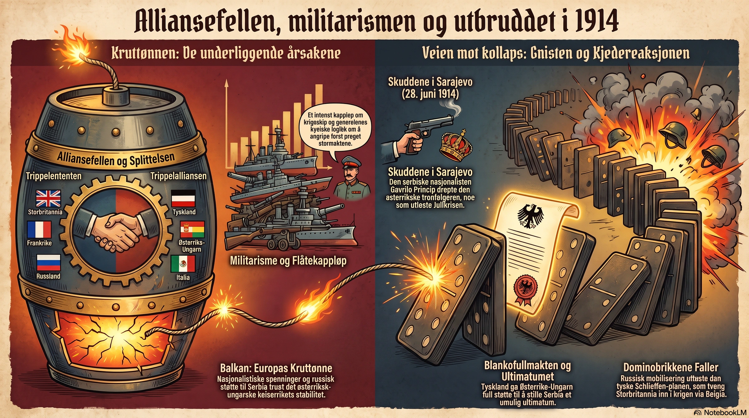 Alliansefellen, militarismen og utbruddet i 1914
