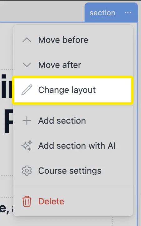 Change Section Layout (Classic Format)