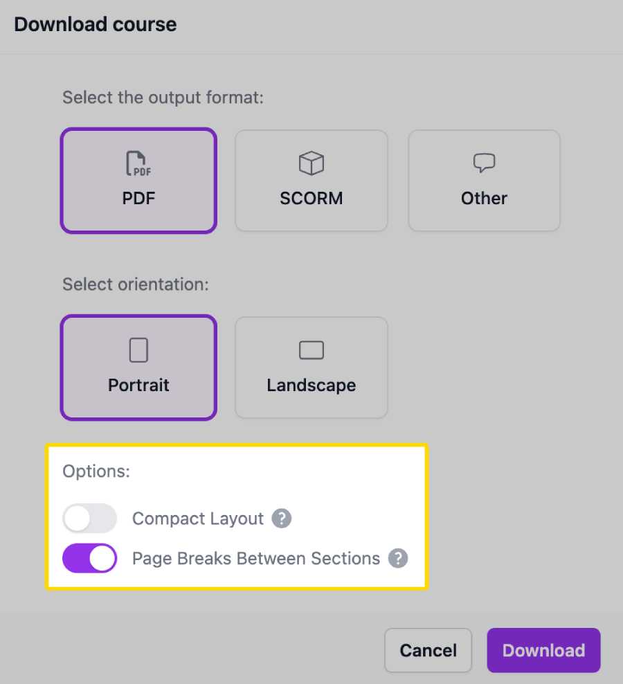 New PDF Download Options