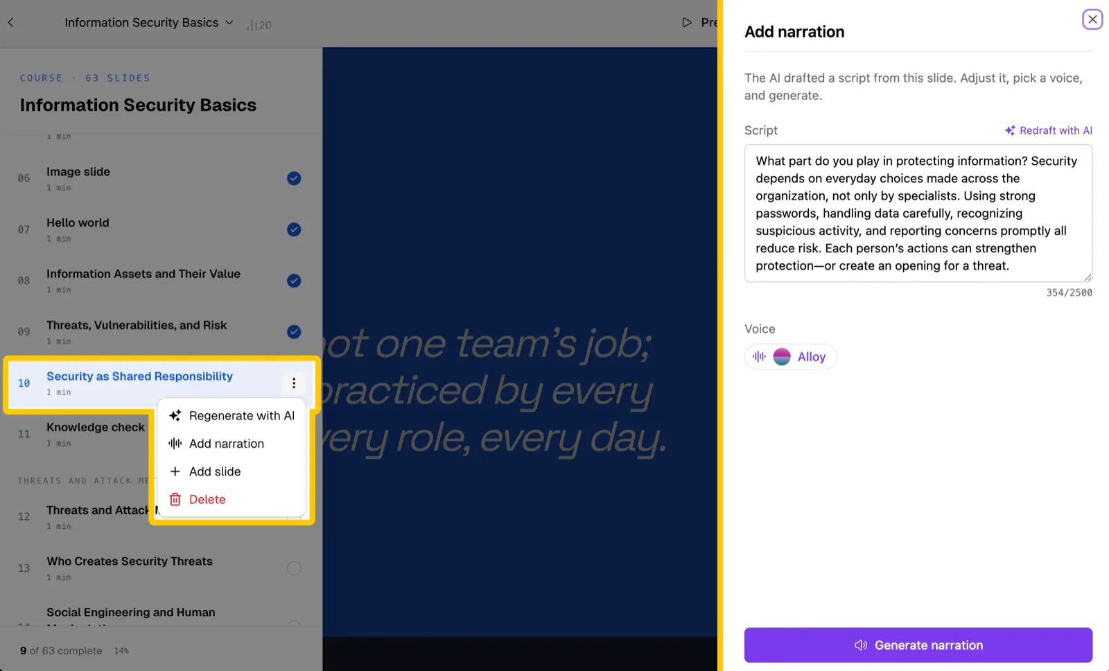 Add or Edit Narration on a Single Section or Slide