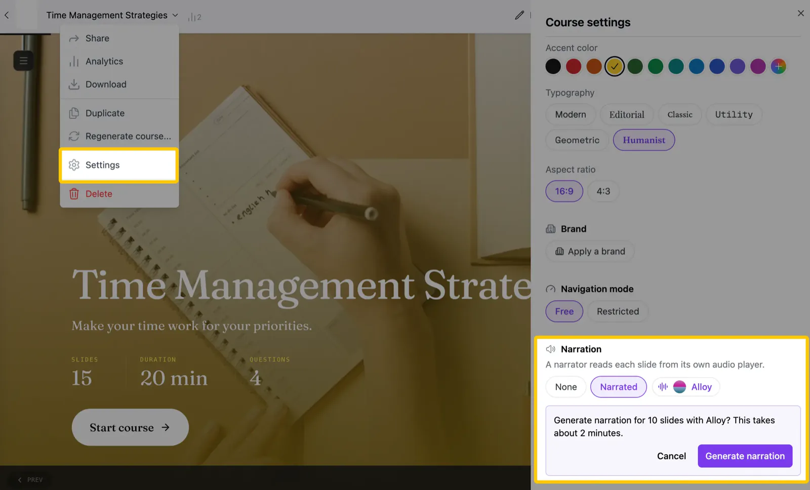 Add Narration to a Course You Already Created