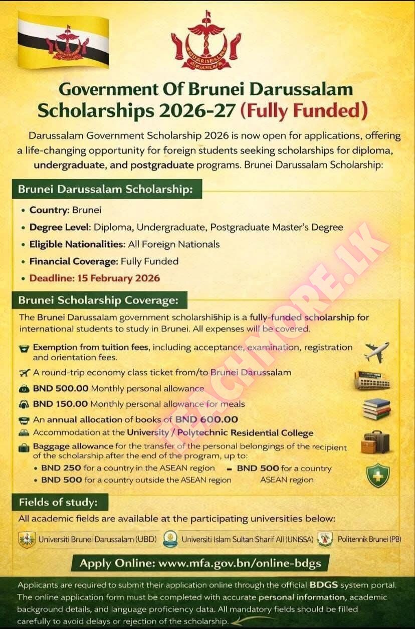 Brunei Darussalam Scholarships 2026-2027