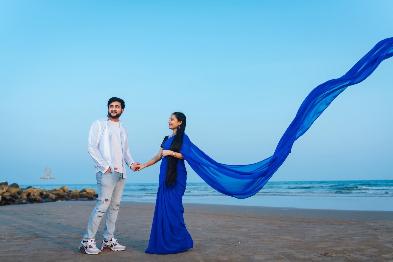 Royal Blue Long Trail Saree