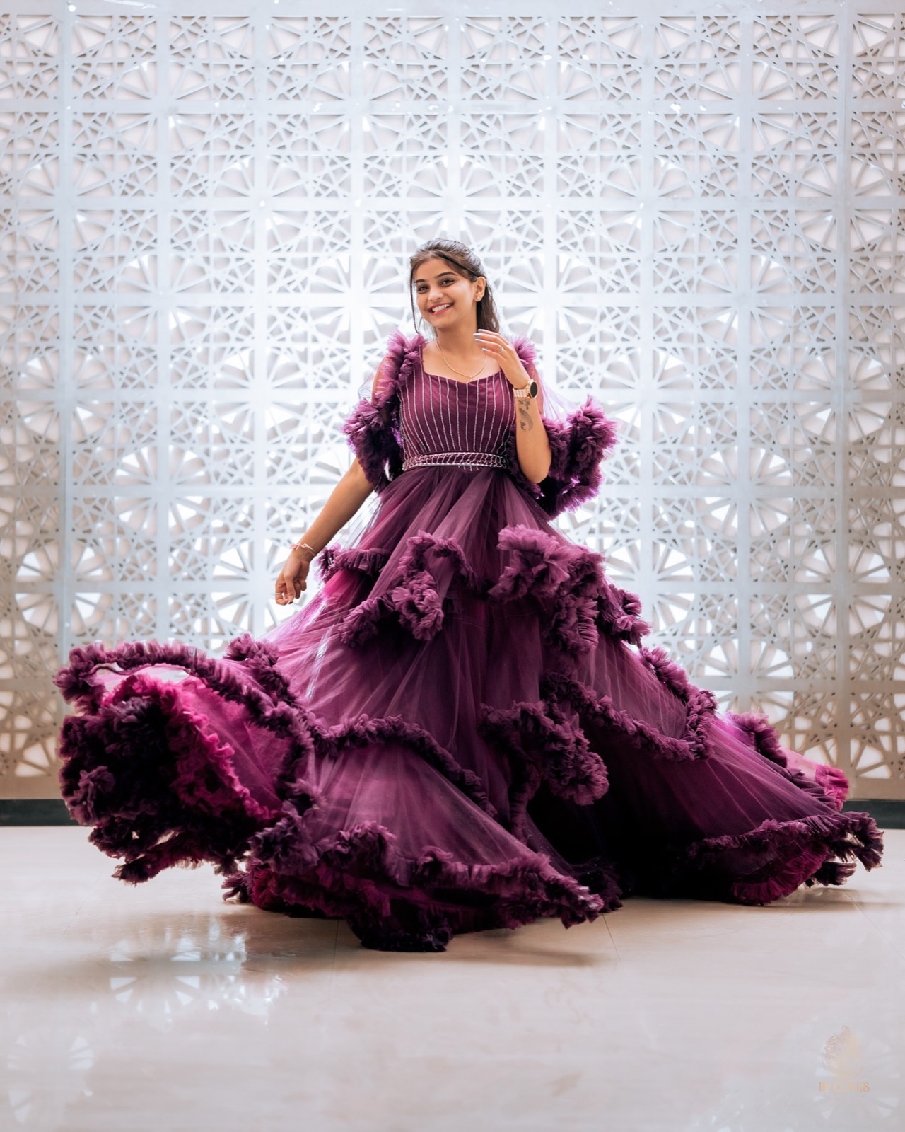 Plum Ruffle Gown