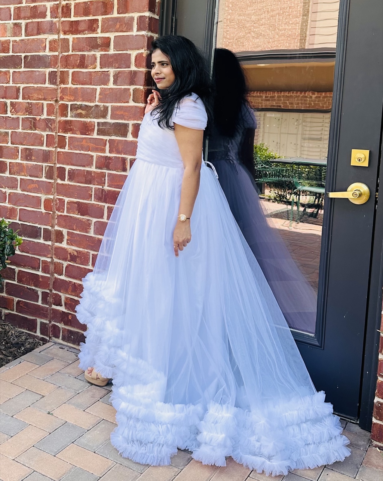 White Ruffled Gown