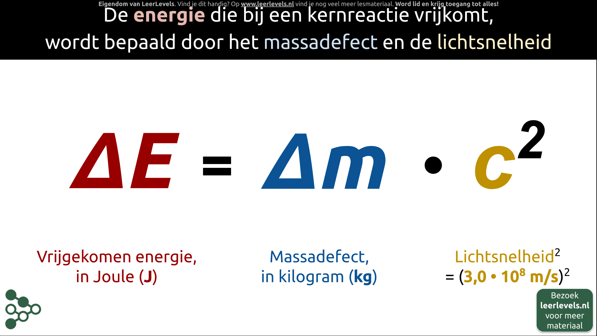Afbeelding voor Massadefect formule