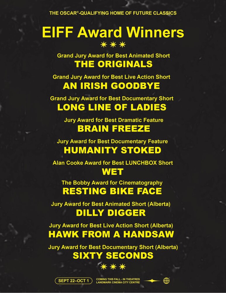 La liste des gagnants du festival. Crédit : Edmonton International Film Festival