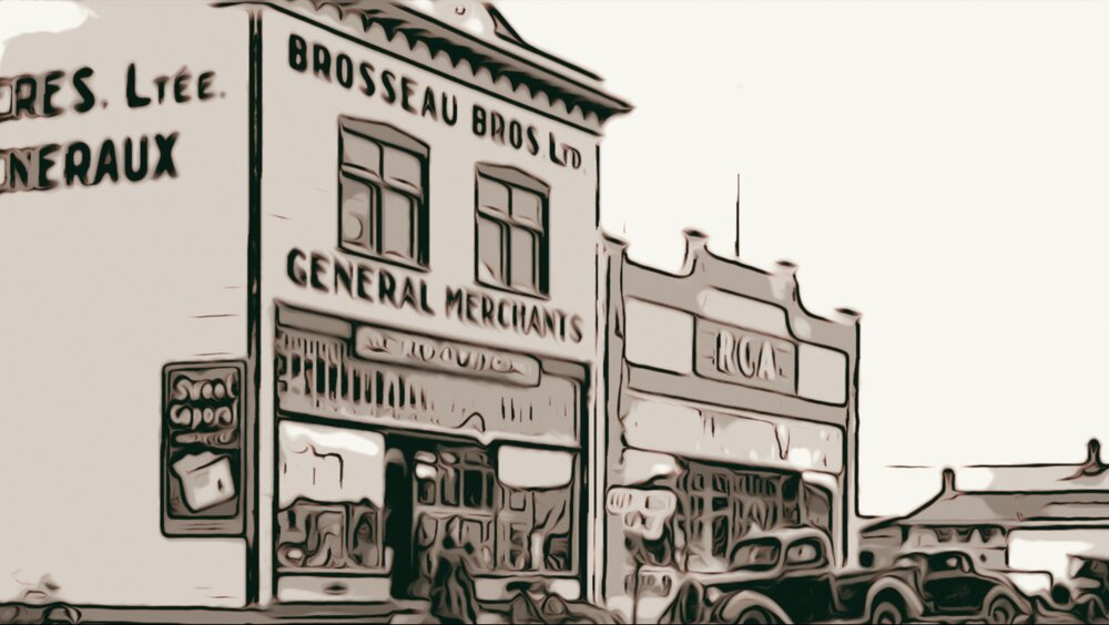 Le magasin Brosseau. Crédit : Courtoisie - Archives provinciales de l’Alberta