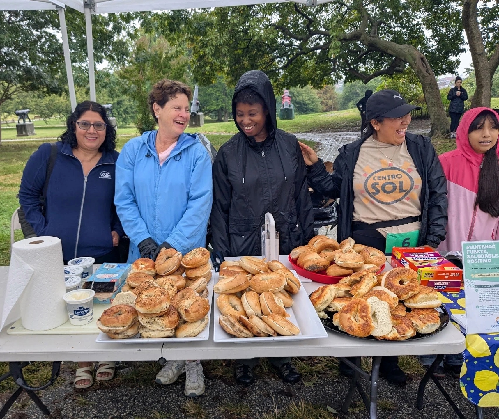 Baltimore skyline with community members