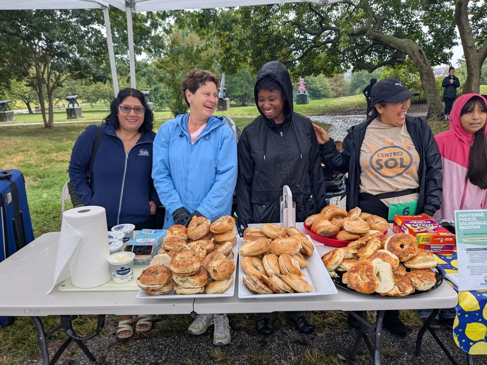 Baltimore skyline with community members