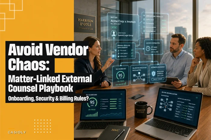 Avoid Vendor Chaos: A Matter-Linked External Counsel Playbook for Onboarding, Security and Billing Reconciliation
