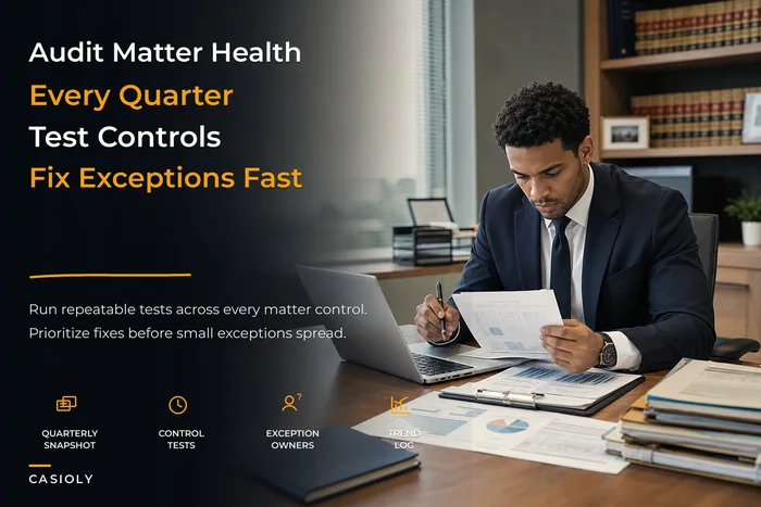 Quarterly Matter Health-Check SOP and Audit Scripts for Law Firms