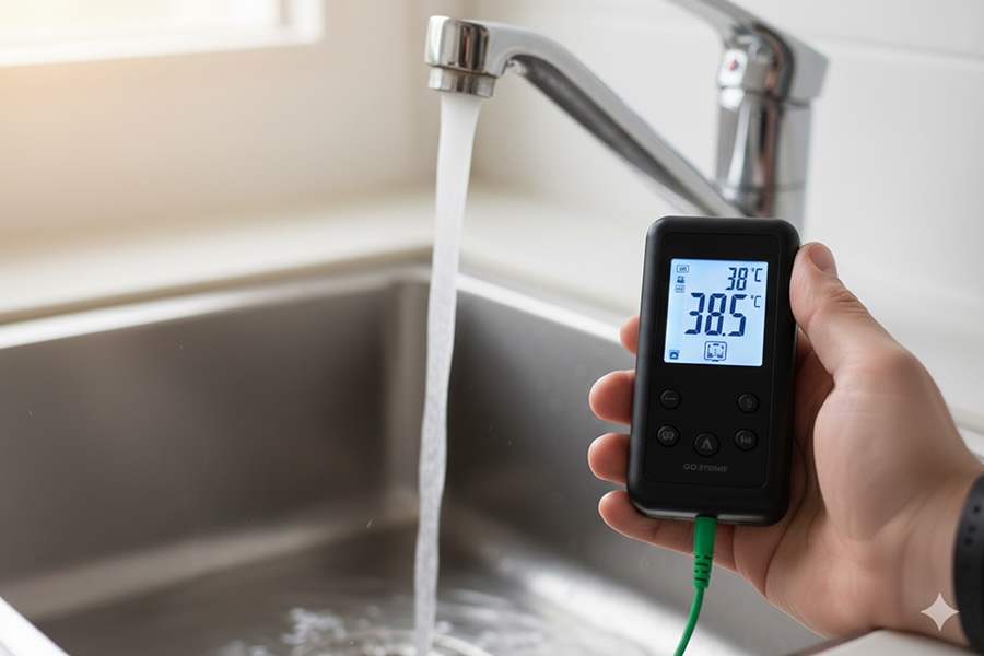 Tap temperature being tested