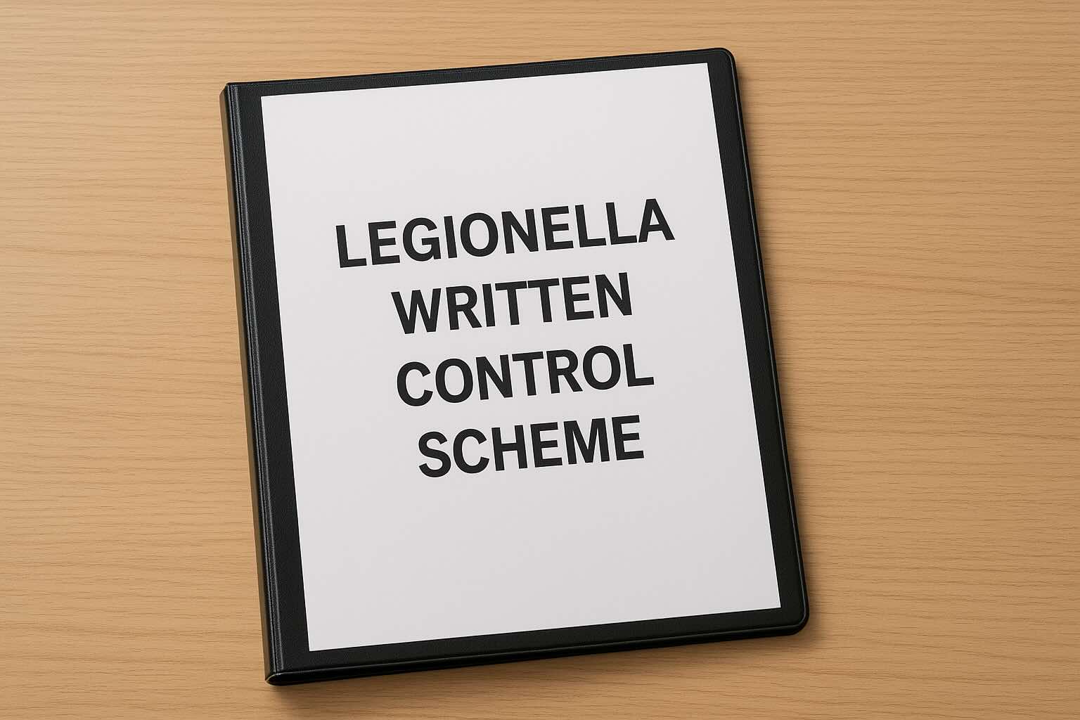 Legionella written control scheme folder on a desk
