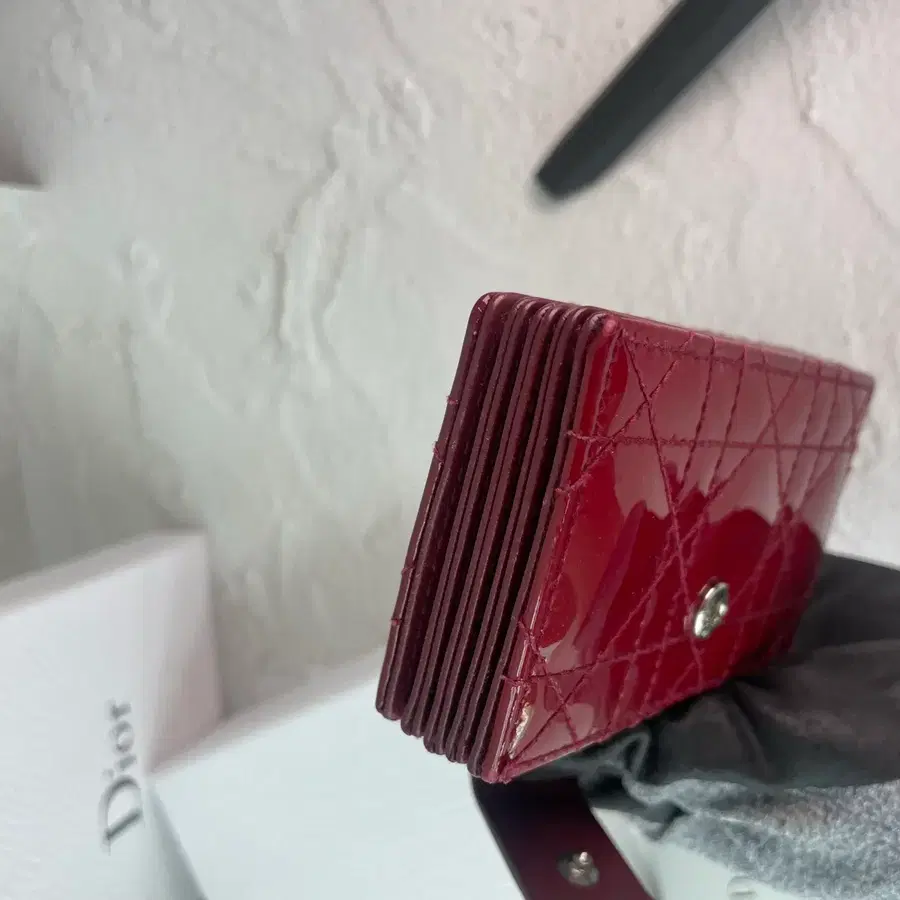 디올 크리스찬 디올 아코디언 카드지갑 레드 풀구성 A급 2