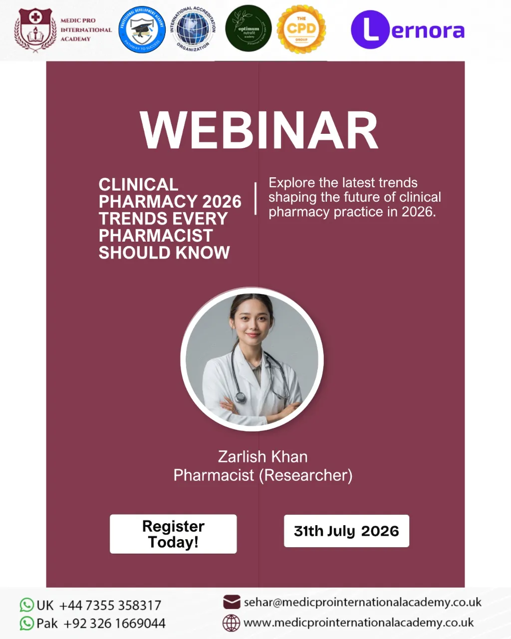 One Day Webinar Clinical Pharmacy 2026 Trends Every Pharmacist Should Know