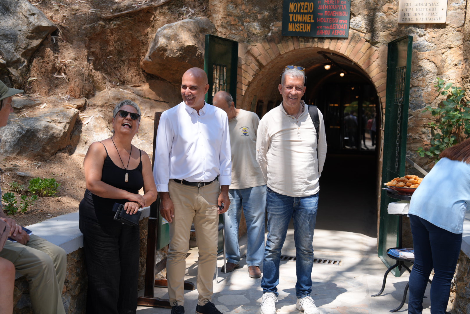 At war museum with Mayor of Leros, Michalis Kollias and KPEA president, Antonis Ntallaris