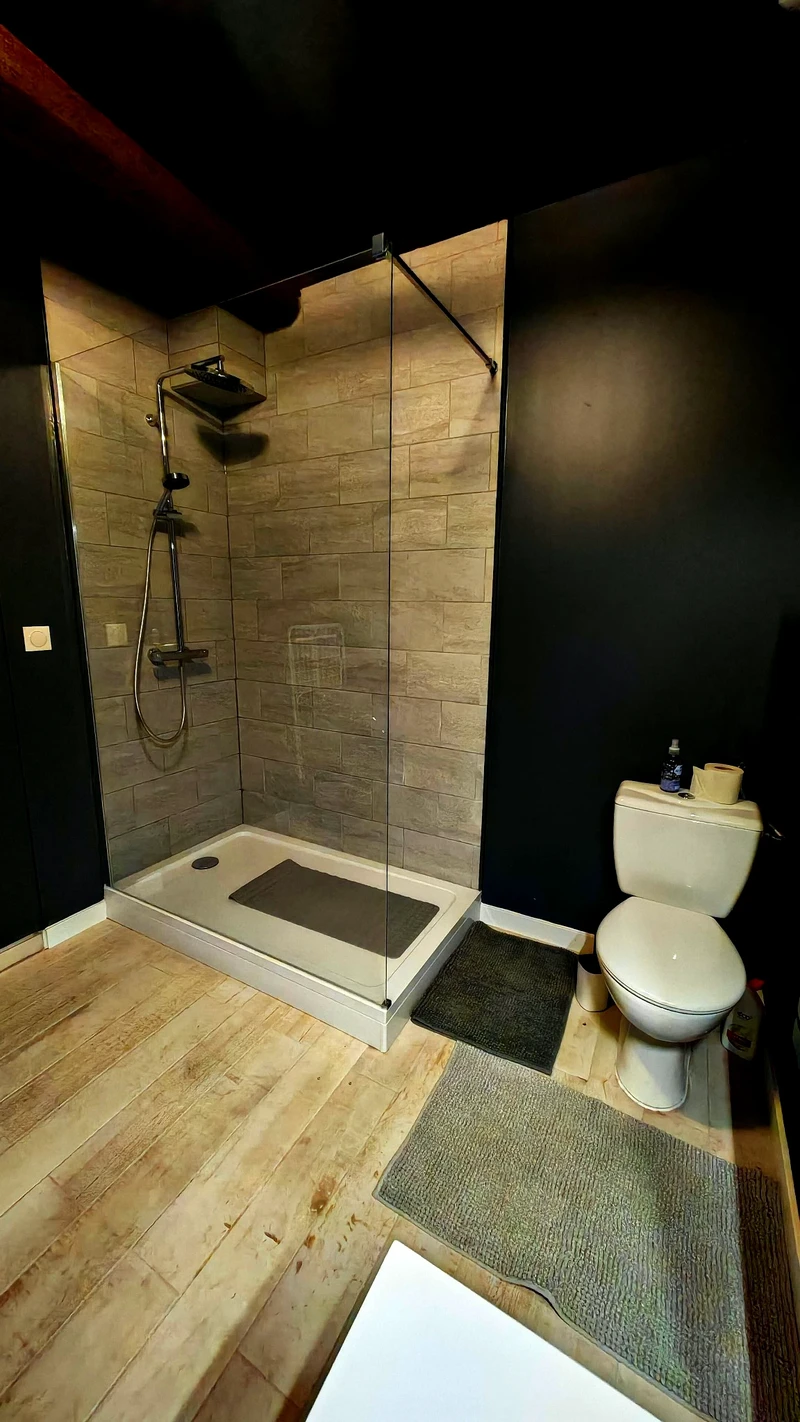 Salle de bain élégante avec une grande douche à l’italienne