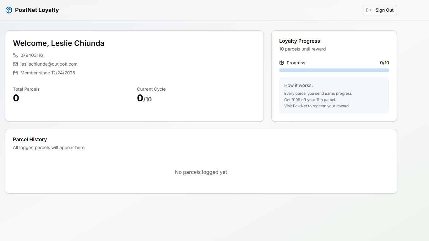 PostNet Loyalty Card System – Digital Parcel Rewards Platform