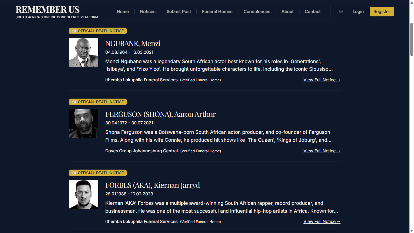Remember Us – South Africa's First Online Death Notices Platform - Image 2