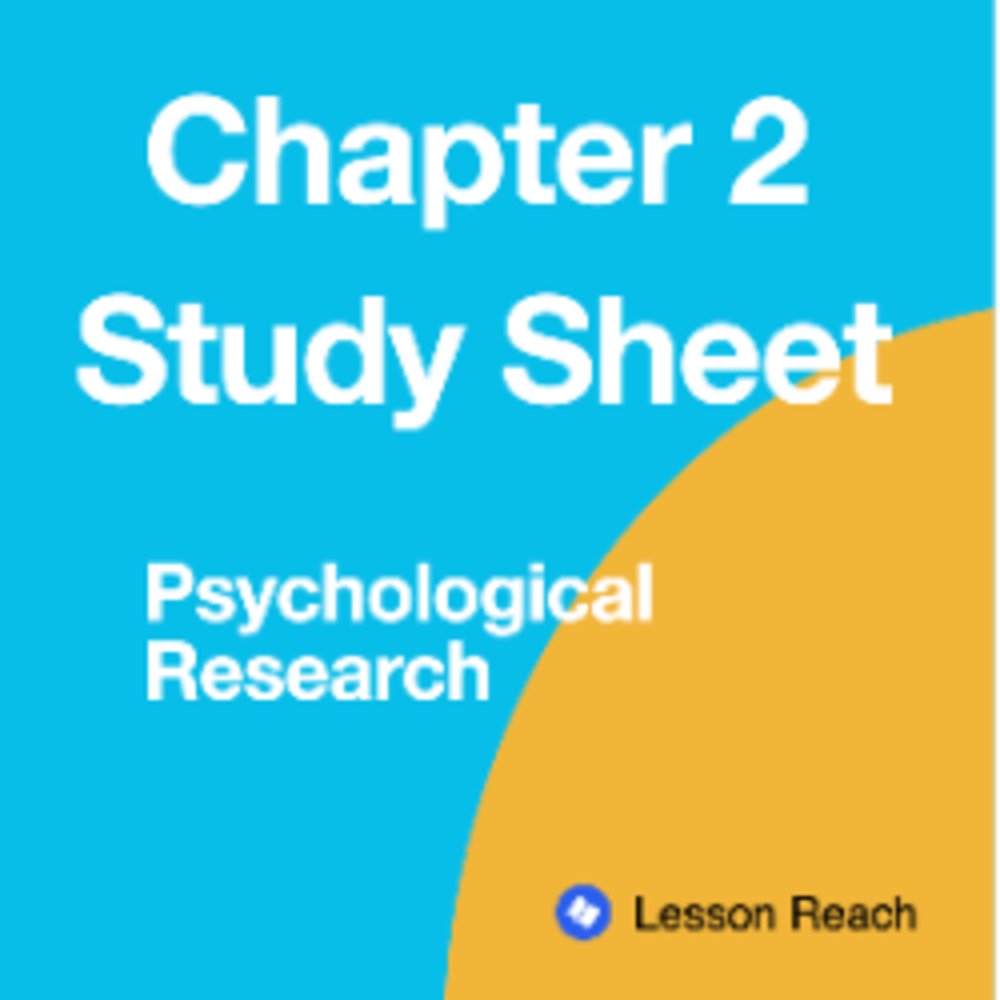 Study Sheet, Chapter 2, Psychology 2e