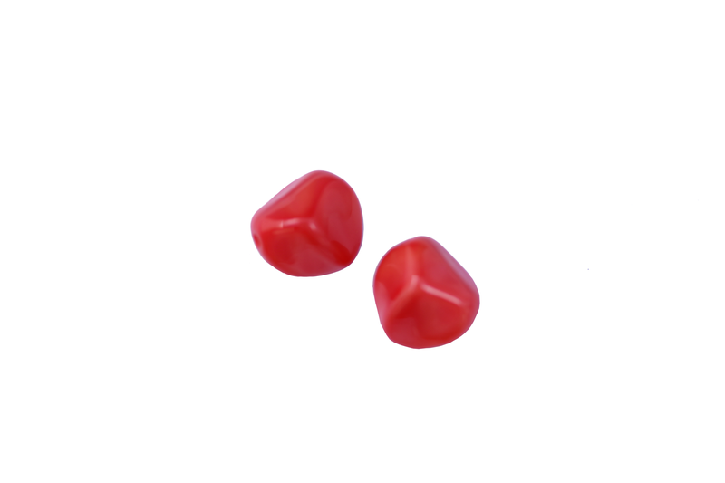 Perle en verre asymétrique (osselet) - corail x 4